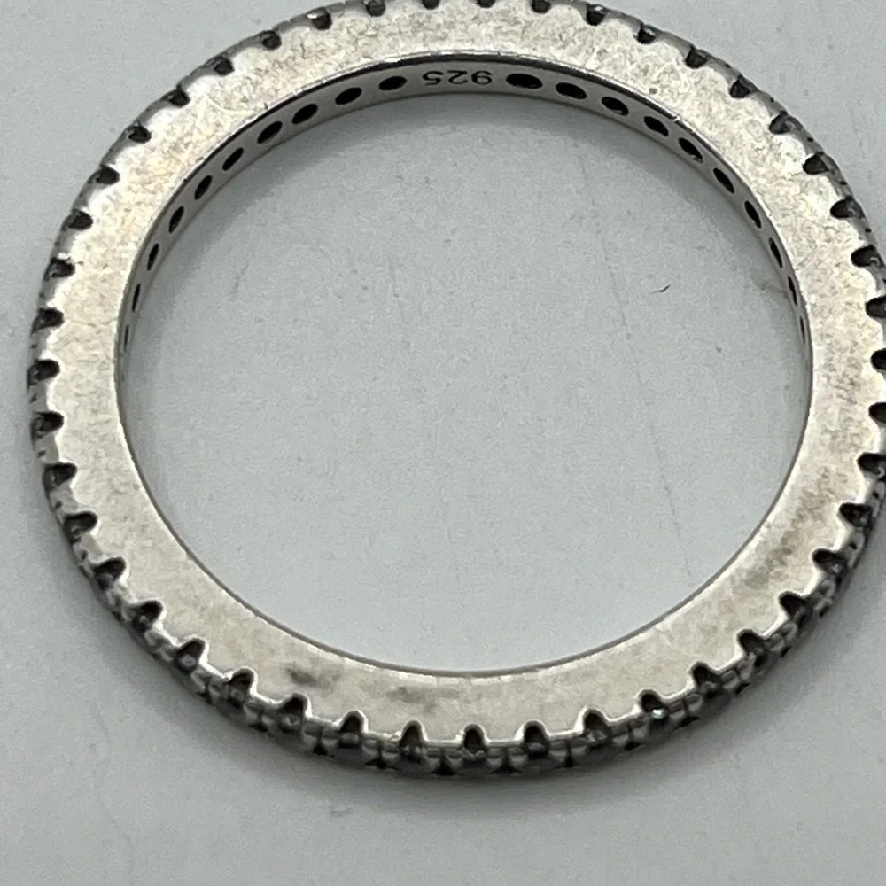 Sterling silver eternity bad with colorless stones. S - Picture 3 of 3